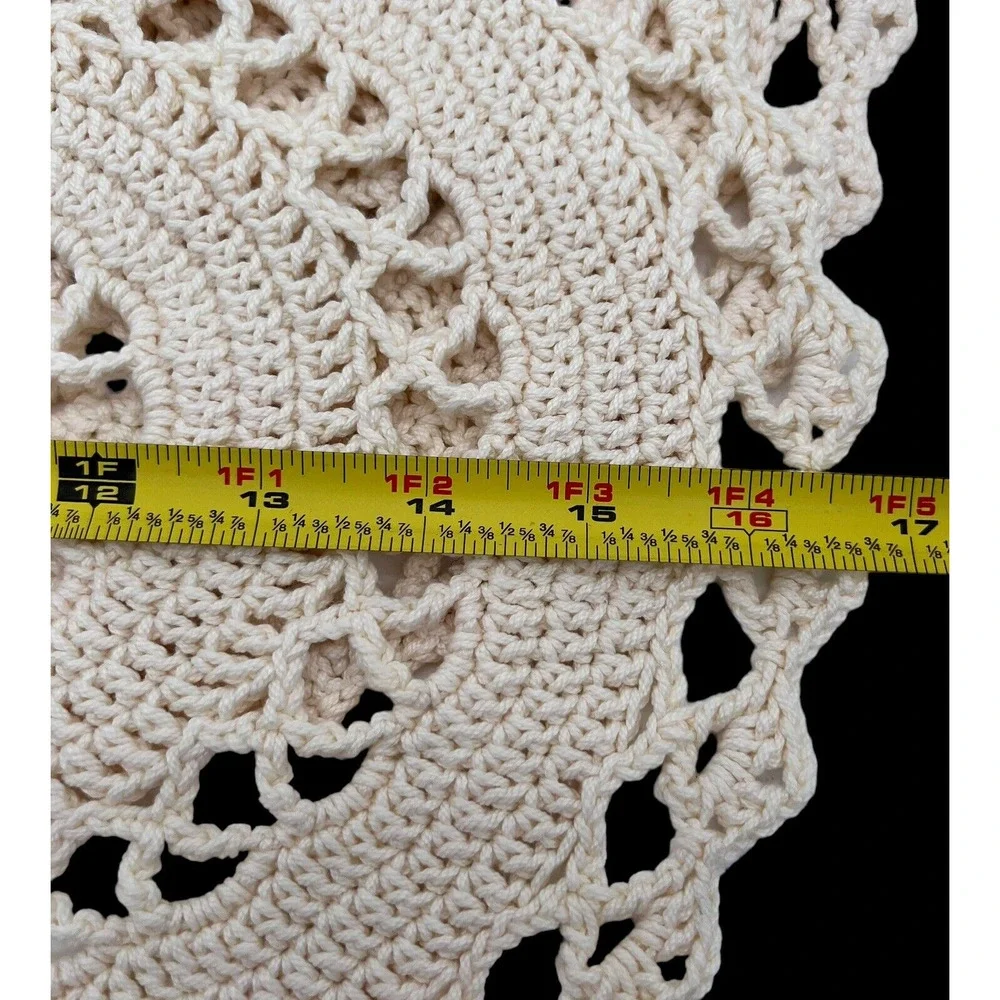 Handmade Crochet Placemats Napkin Rings Set of 4 17x11 Cream Boho Shabby Farm